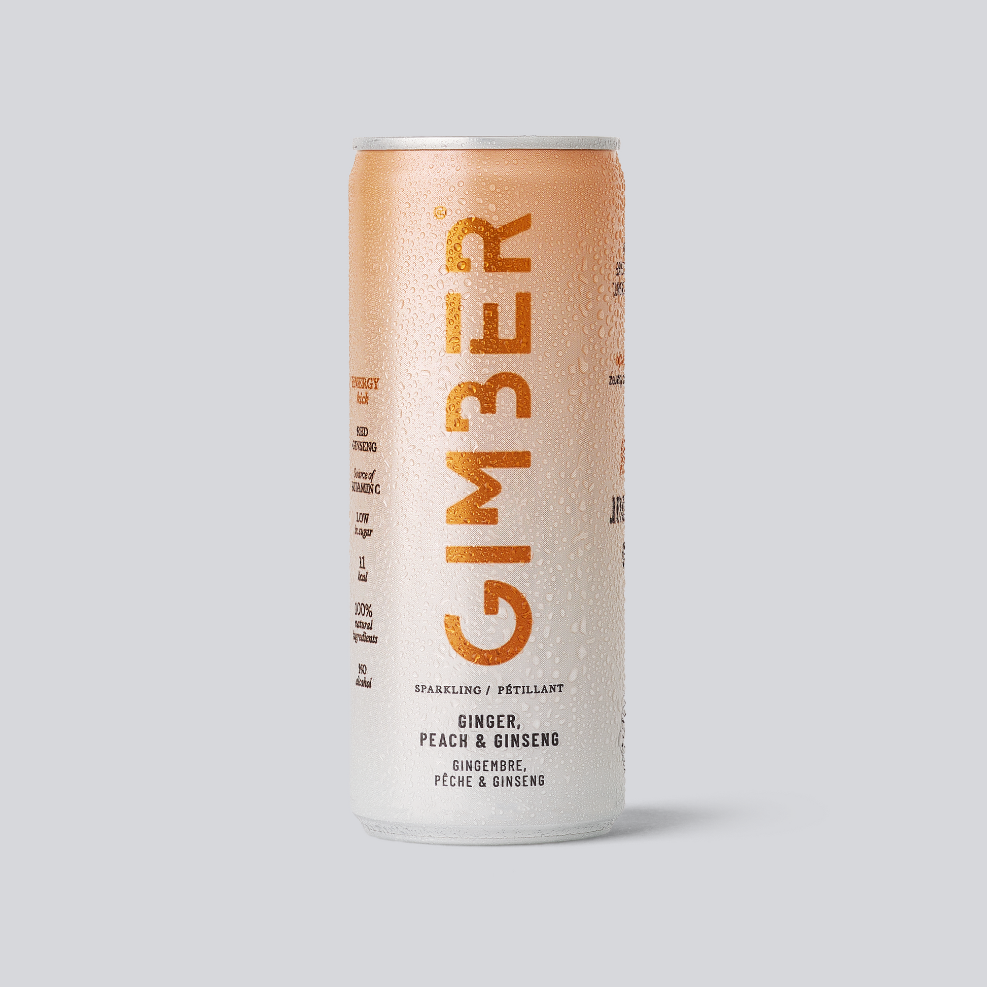 Organic Energy Ginger Sparkling RTD Can with Peach and Ginseng 250ml