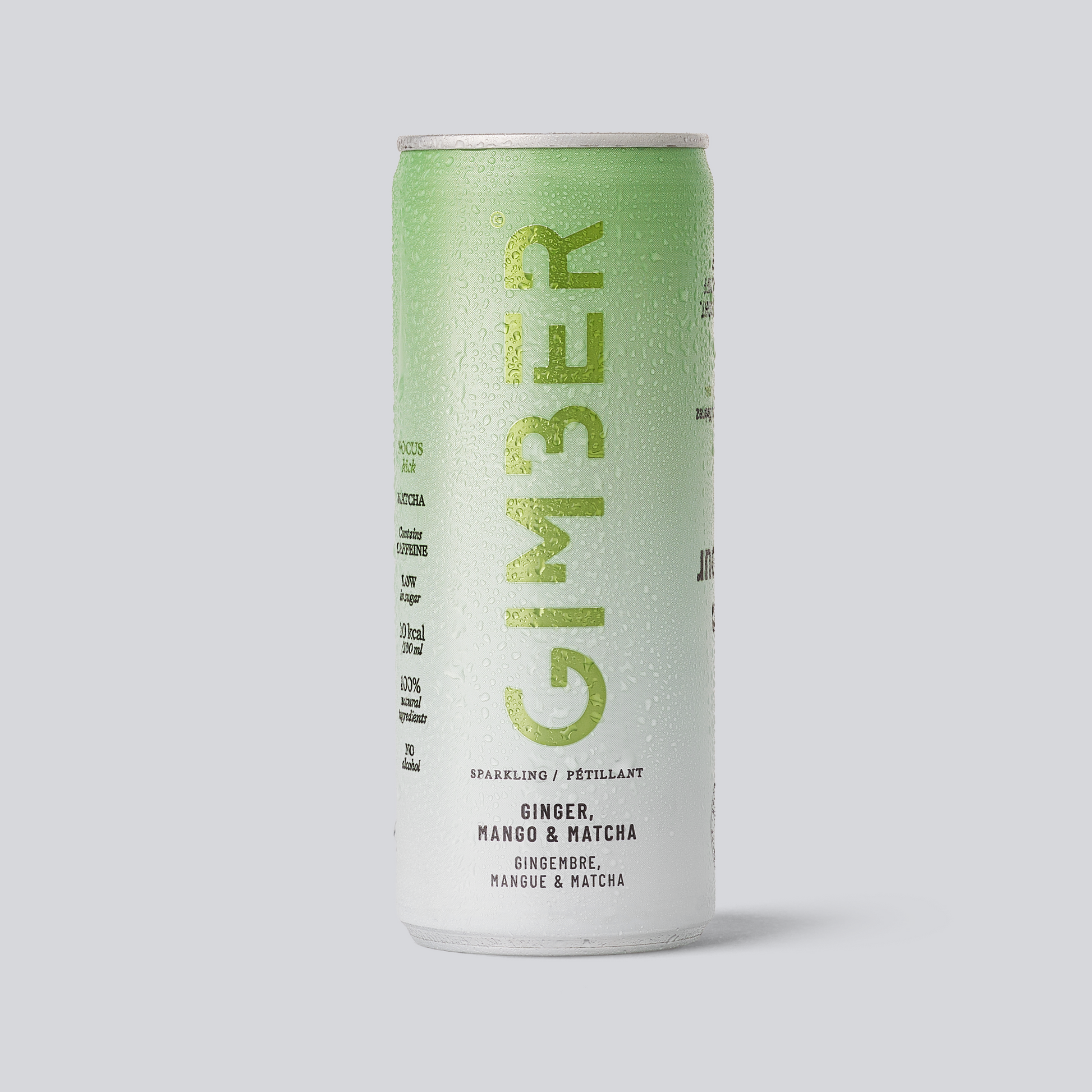 Organic Focus Ginger Sparkling RTD Can 250ml with with Mango and Matcha 250ml